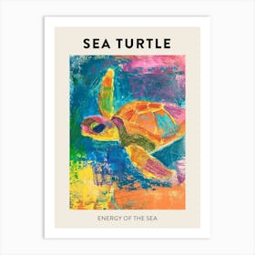 Sea Turtle Rainbow Abstract Scribble Poster 1 Art Print