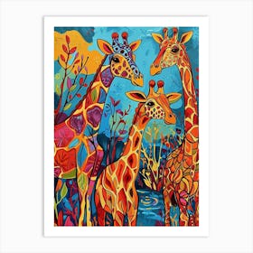 Cute Geometric Giraffe Pattern 1 Art Print