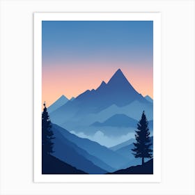 Misty Mountains Vertical Composition In Blue Tone 52 Art Print