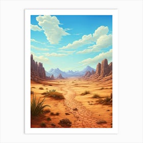 Desert Landscape Pixel Art 3 Art Print