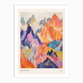 Zugspitze Germany 2 Colourful Mountain Illustration Poster Art Print