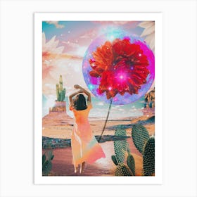 Dancing Cactus Floral Collage Art Print