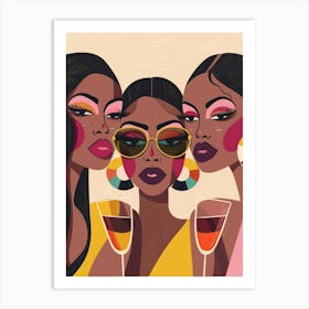 Three Black Women With Glasses Art Print