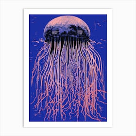 Comb Jellyfish Linoprint 3 Art Print