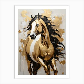 Gold Horse Canvas Art Art Print