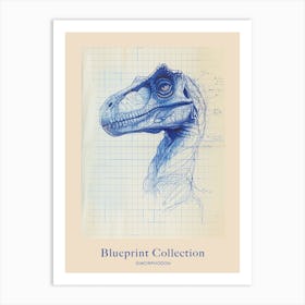 Dimorphodon Dinosaur Blue Print Style 1 Poster Art Print