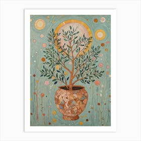 Olive Tree In A Mosaic Pot Art Print