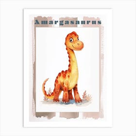 Cute Cartoon Amargasaurus Dinosaur 3 Poster Art Print