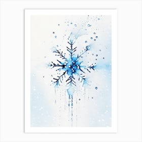 Water, Snowflakes, Minimalist Watercolour 2 Art Print