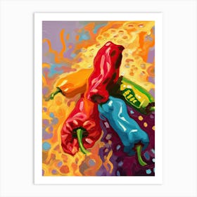 Red Peppers Oil Painting 1 Art Print
