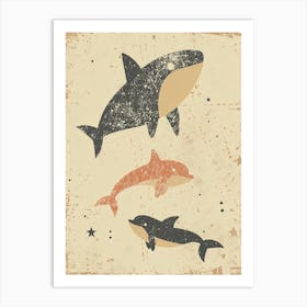 Muted Pastel Marine Animals Art Print