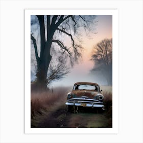 Old Car In The Fog 12 Art Print