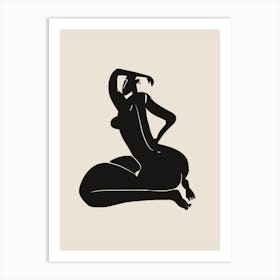 Curvy Nude In Black Art Print