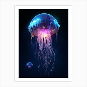 Lions Mane Jellyfish Neon Illustration 9 Art Print