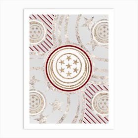 Geometric Glyph in Festive Gold Silver and Red n.0095 Art Print