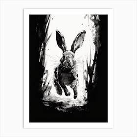 Rabbit Prints Black And White Ink 3 Art Print