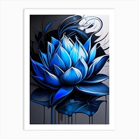 Blue Lotus Graffiti 1 Art Print