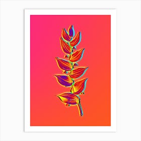 Neon Twistedstalk Botanical in Hot Pink and Electric Blue n.0561 Art Print