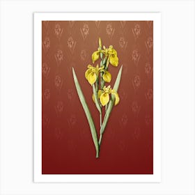 Vintage Irises Botanical on Falu Red Pattern n.0892 Art Print