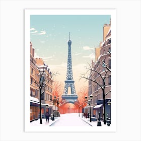 Retro Winter Illustration Paris France 2 Art Print
