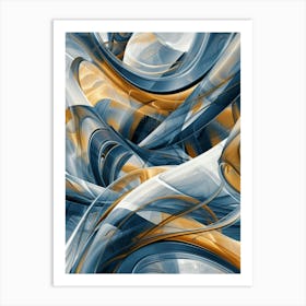 Abstract Blue And Gold 10 Art Print