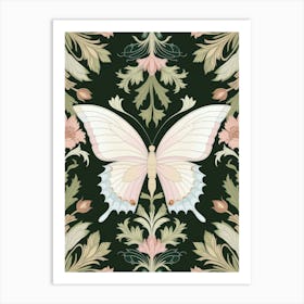 Butterfly On A Green Background Art Print