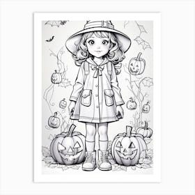 Halloween Girl Coloring Page Art Print