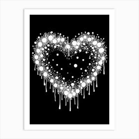Snowflake Crystal Black & White Heart Art Print