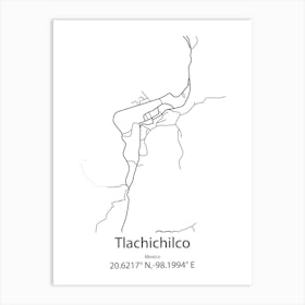 Tlachichilco,Mexico Minimalist Map Art Print