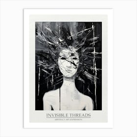 Invisible Threads Abstract Black And White 6 Poster Art Print