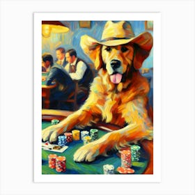 Golden Retriever At The Poker Table Art Print