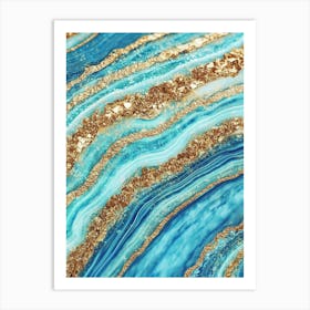 Gold And Blue Marble Art Art Print