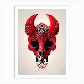 Animal Skull Red 1 Mexican Art Print