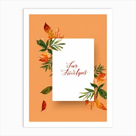 Autumn Leave Themed Vector Illustration Calligraphy Holyday Greeting Card Handwritten Style Typogr (5) Art Print