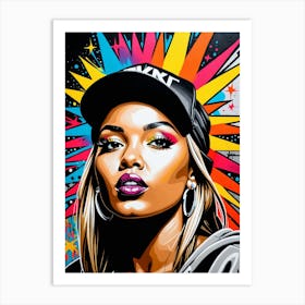 Graffiti Mural Of Beautiful Hip Hop Girl 86 Art Print