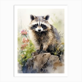 Raccoon Woodland Watercolour 4 Art Print