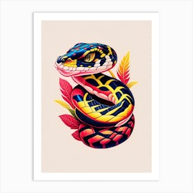 California Kingsnake Tattoo Style Art Print