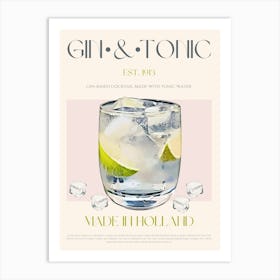 Gin & Tonic Cocktail Mid Century Art Print