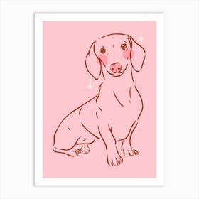 Dachshund | Sausage Dog - Pink Art Print