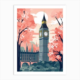 Big Ben, London   Cute Botanical Illustration Travel 5 Art Print