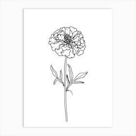 Carnation Minimalist Line Art Monoline Illustration Art Print