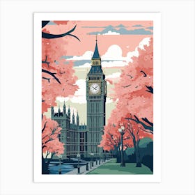Big Ben, London   Cute Botanical Illustration Travel 10 Art Print