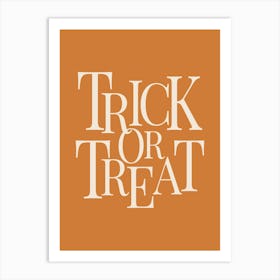 Modern Trick Or Treat Typography - White & Orange Art Print