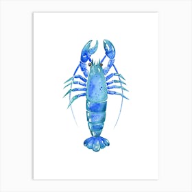 Blue Lobster Watercolor Illustration 1 Art Print