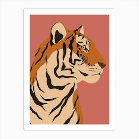 Jungle Safari Tiger on Rose Art Print