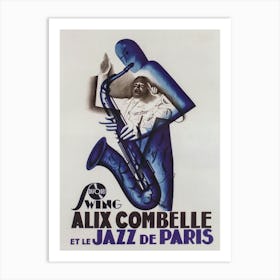 Jazz De Paris, Saxophone Player, Vintage Music Poster Art Print