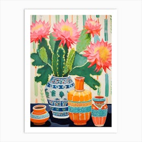 Cactus Painting Maximalist Still Life Ladyfinger Cactus 3 Art Print