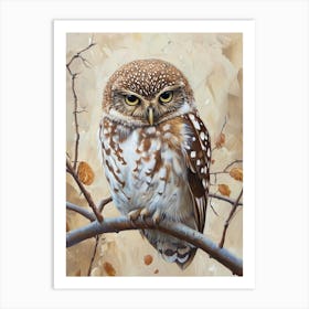 Northern Pygmy Owl Japanese Painting 4 Art Print