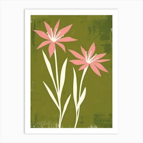 Pink & Green Edelweiss 1 Art Print
