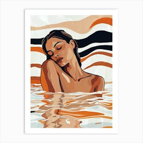 Woman In The Water, Boho Style Art Print